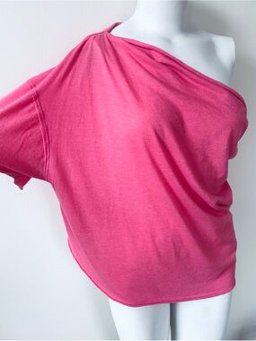 We The Free People sz M Pink Slouchy Cowl-Neck Pink Top